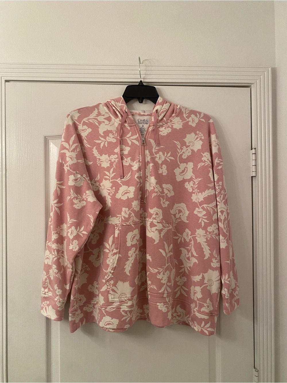 Croft & Barrow Pink Floral Zip-Front Hoodie Jacket Size 2X